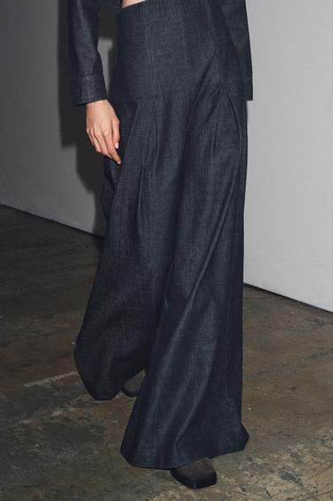 JEANS ZW COLLECTION WIDE LEG TIRO MUY ALTO - Azul de Zara