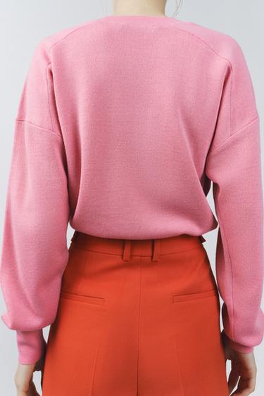 PULL EN MAILLE LISSE AVEC LAINE - Rose de Zara - Image 2