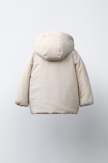 WATER-REPELLENT QUILTED COAT WITH TIES - Ecru by Zara - Image 3