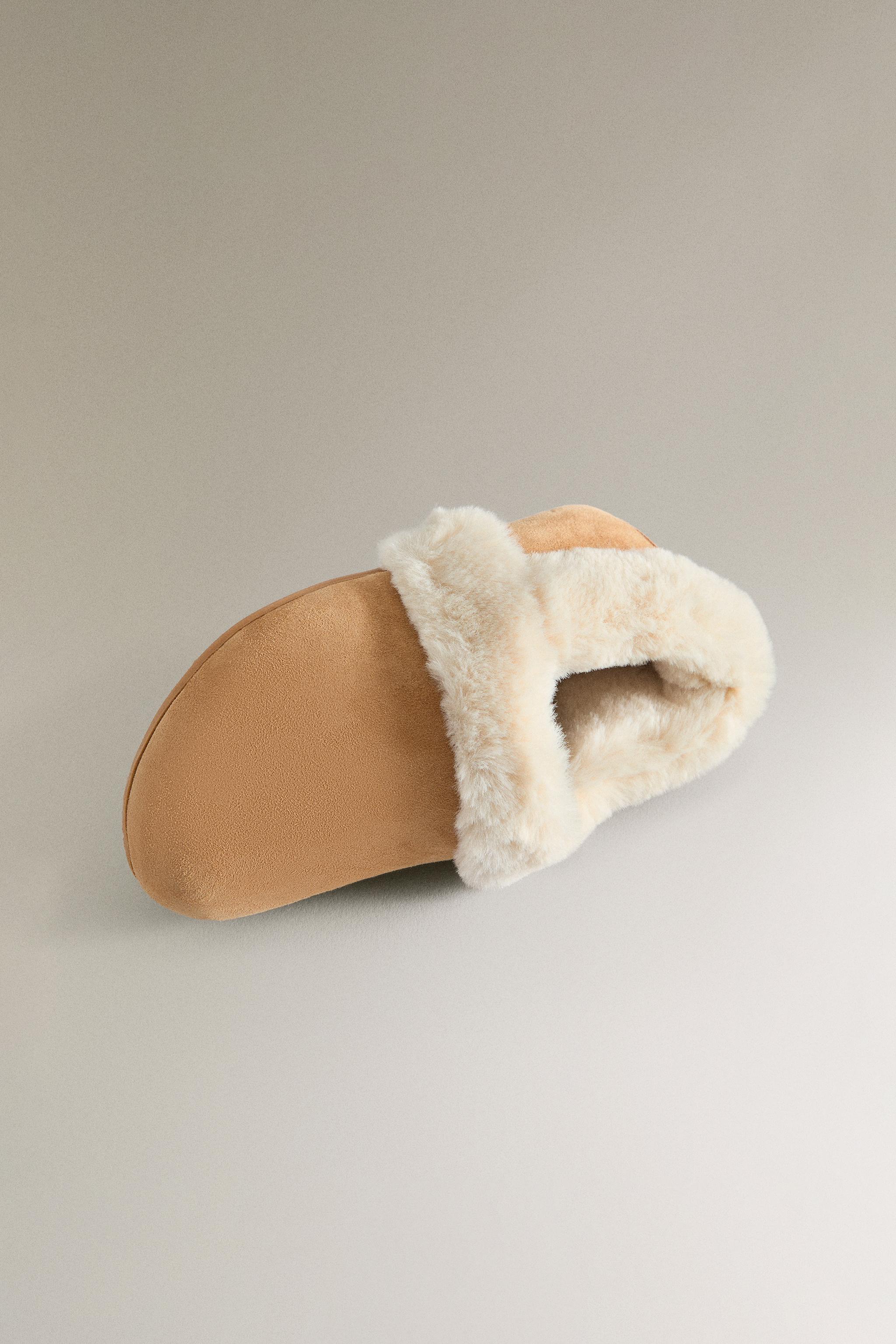 Детские тапочки Zara KIDS COSY LEATHER SLIPPERS — фото 4