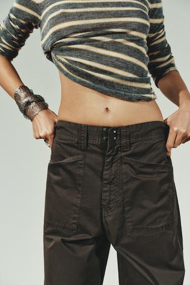 PANTALON CARGO À POCHES - Chocolat de Zara - Image 1