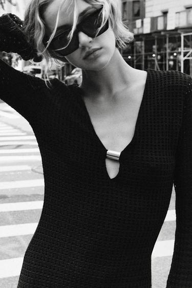 HARDWARE CROCHET MIDI DRESS - Brown by Zara - Image 4