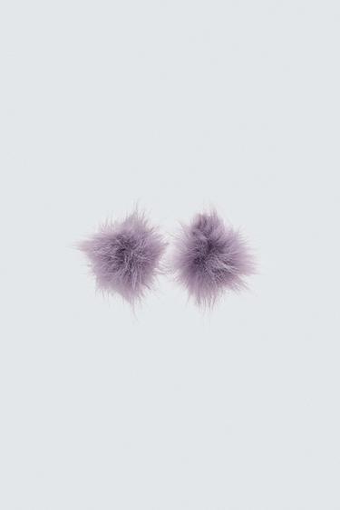 Zara HARRY LAMBERT FOR ZARA X DISNEY 絨球耳環 - 淡紫色 - 圖片 0