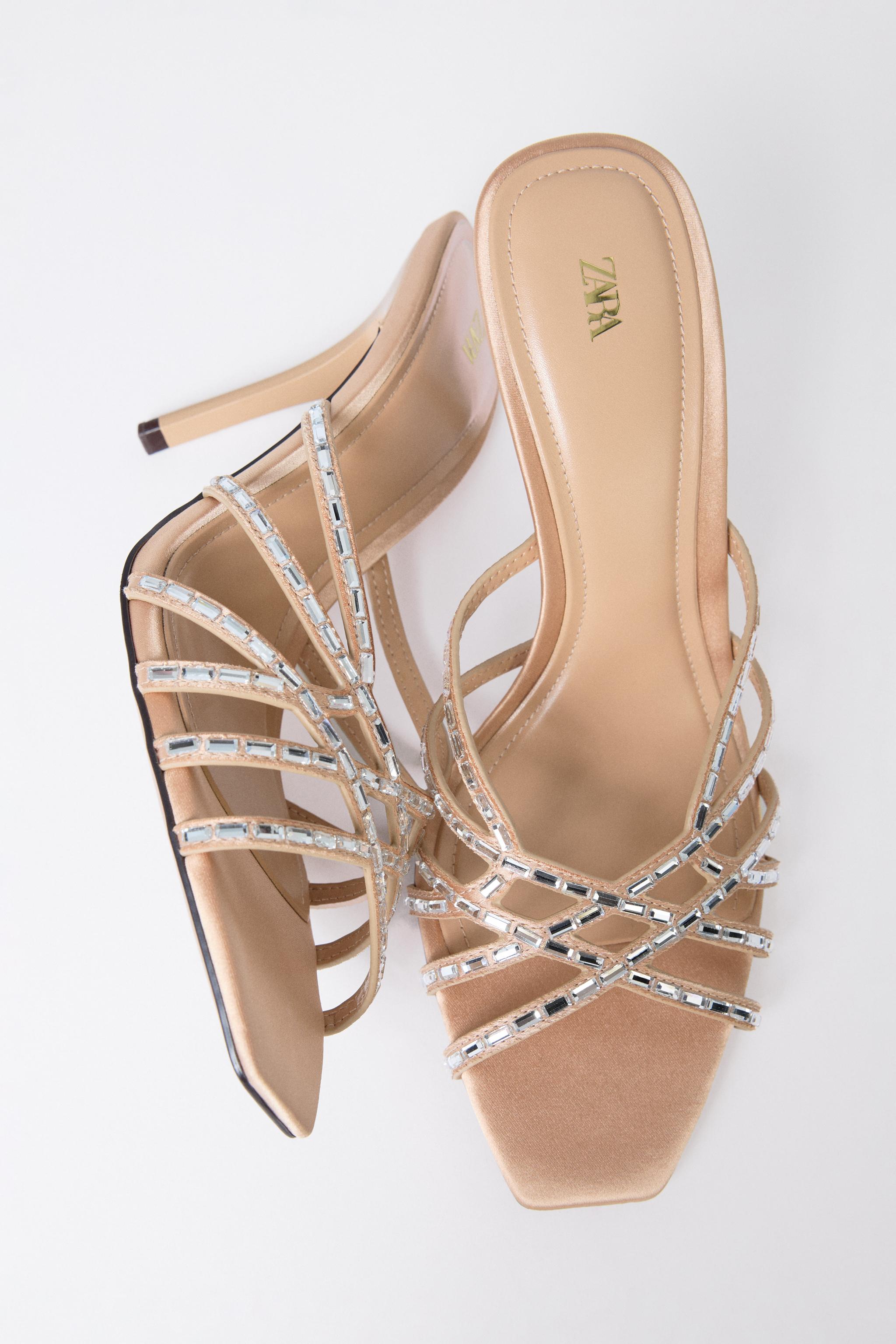 SPARKLY STRAP SANDALS — Beige