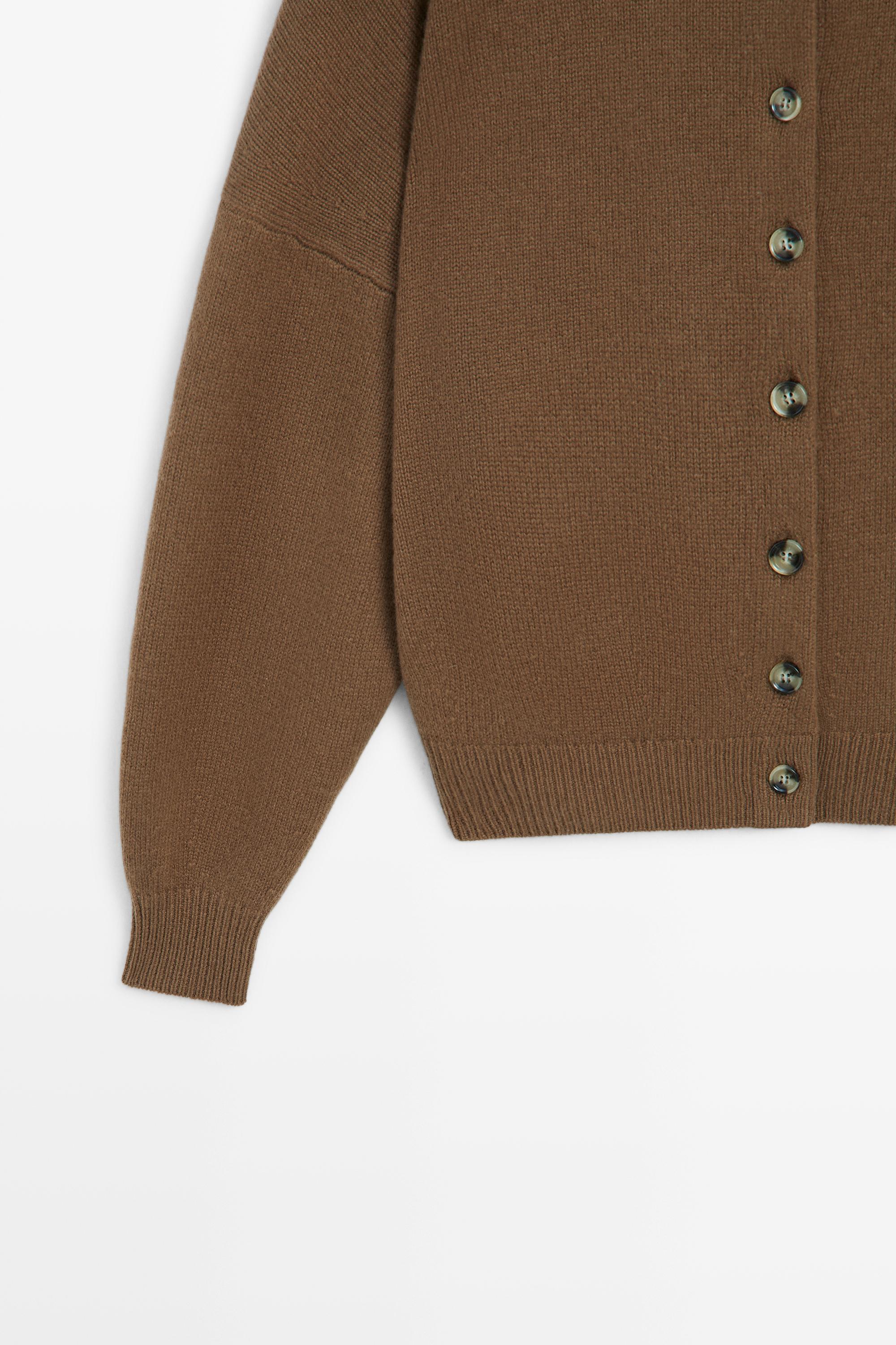 Cardigan en maille col cheminée laine, cachemire et daim