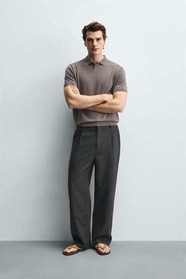 Zara WASHED TEXTURED KNIT POLO - Mid-gray - Image 0
