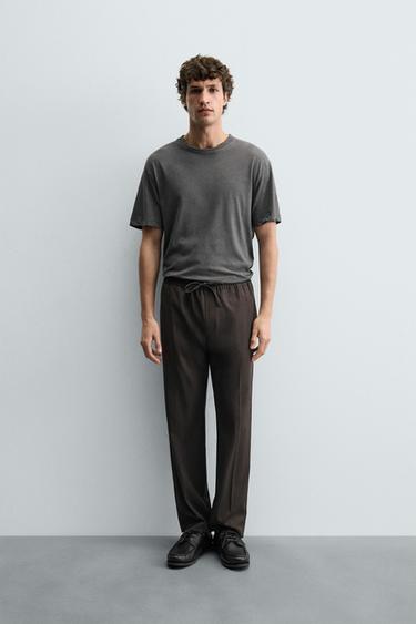 COMFORT FIT JOGGER WAIST TROUSERS - Chocolate by Zara