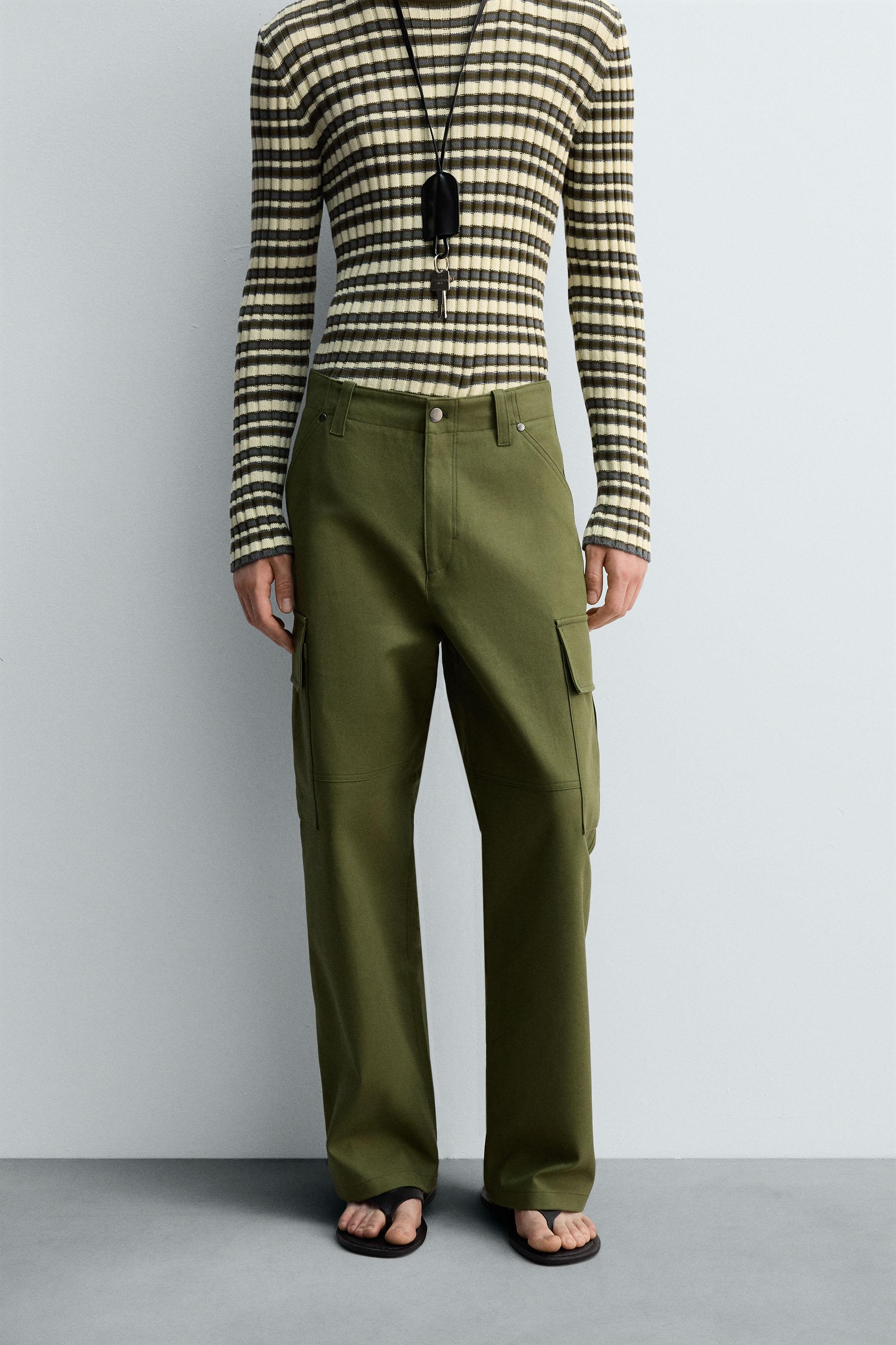 ZARA カーゴパンツ　トルコ製　大きめ29inch ZARA - ZARA MAN ジッパーディテール ワイドレッグカーゴパンツ