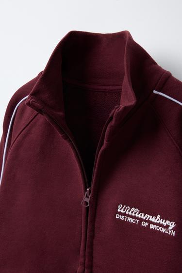 SUDADERA FELPA TEXTO - Granate de Zara