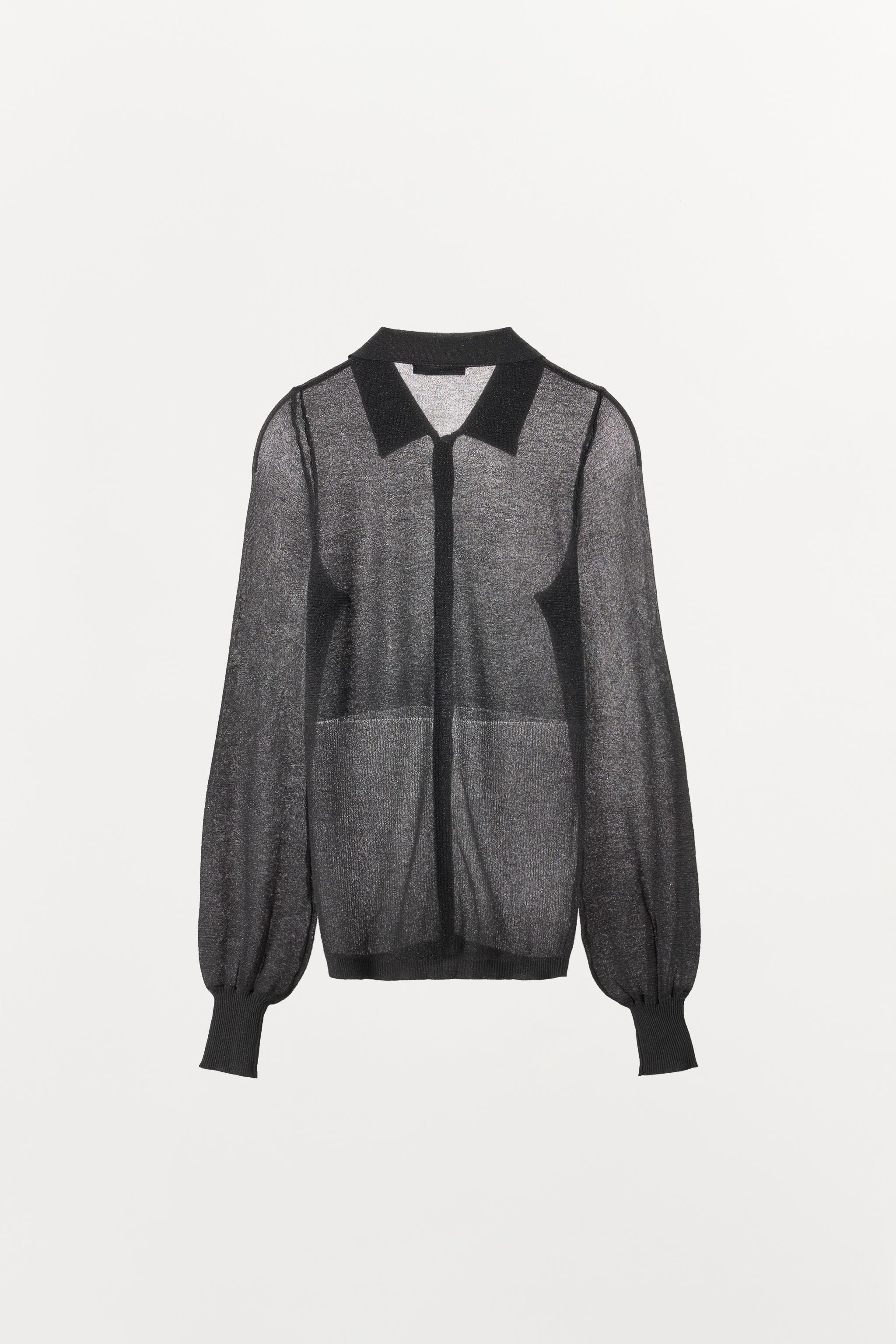 METALLIC YARN KNIT POLO