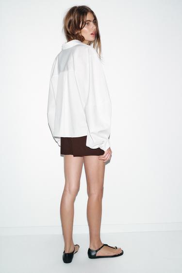 POPLIN PUFF SLEEVE SHIRT - Oyster-white by Zara - Image 4