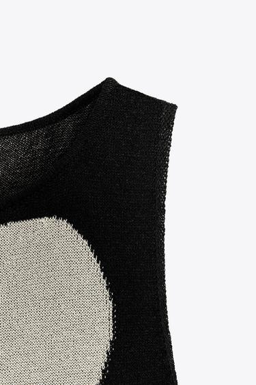 LONG POLKA DOT KNIT DRESS - Black / White by Zara - Image 3