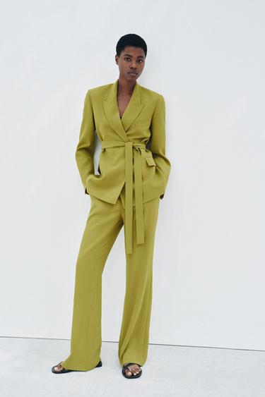 Zara BELTED BLAZER ZW COLLECTION - Olive green
