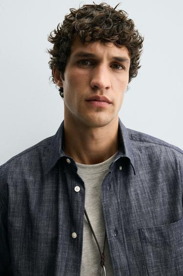 REGULAR FIT BUTTON-DOWN SHIRT - Dark indigo by Zara - Image 4
