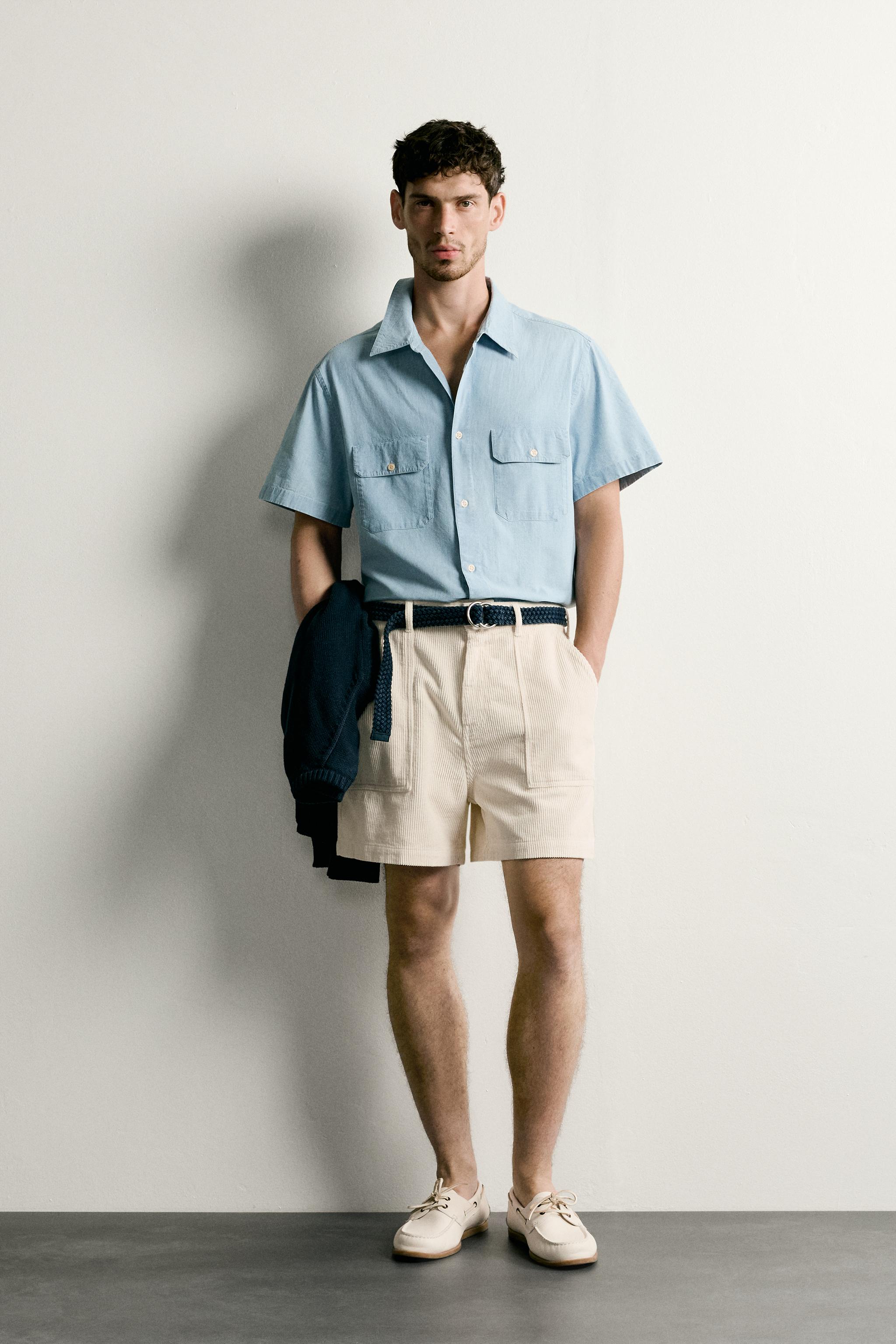 Мужские рубашки Zara CHAMBRAY POCKET SHIRT