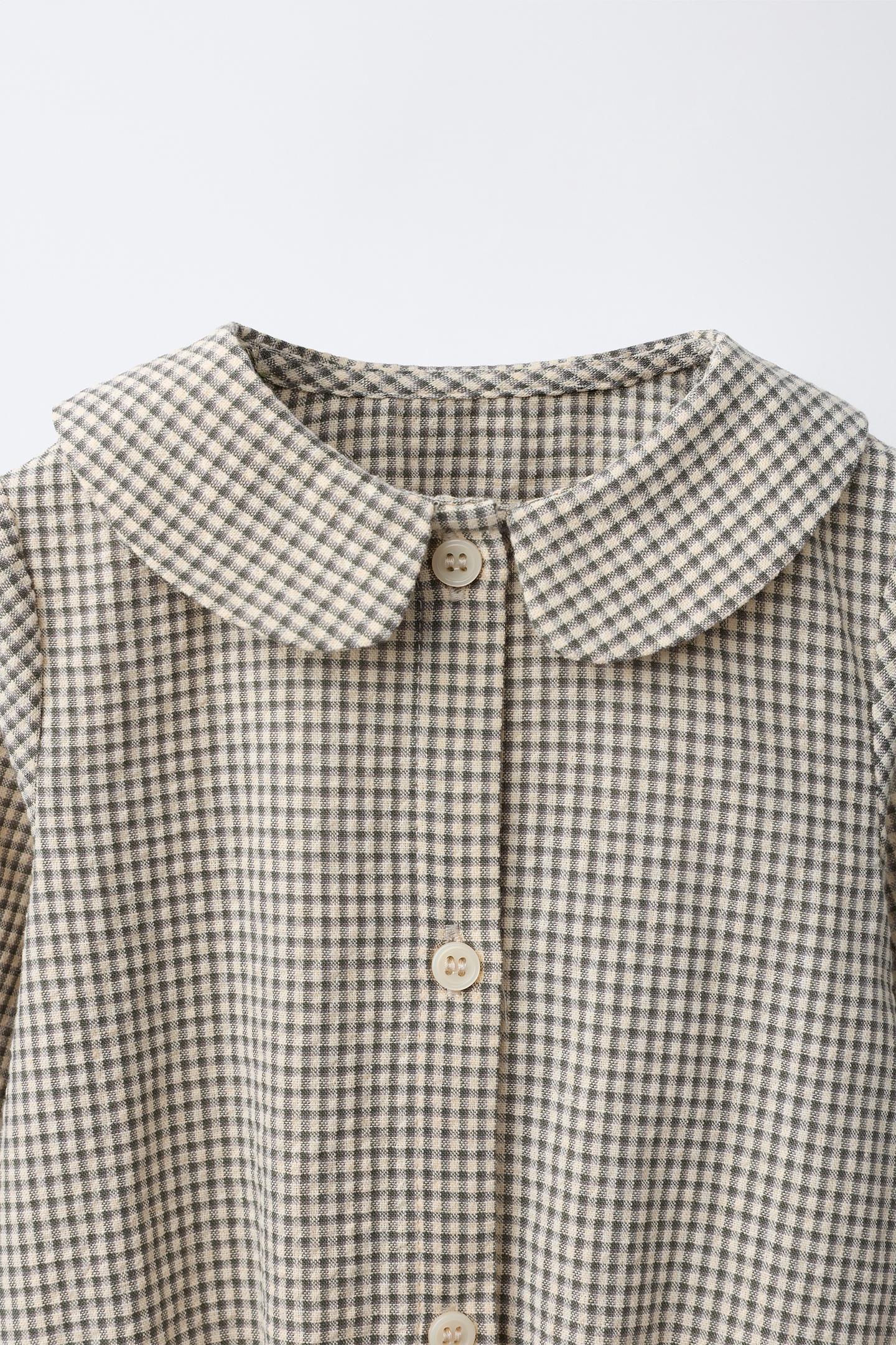 Боди Gingham Check для детей — Zara, цвет: Зелёный / Экрю — фото 3