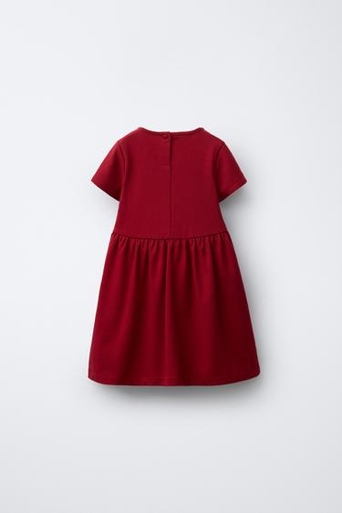 ROBE EN MAILLE ROMA AVEC NŒUD EN VELOURS - Rouge foncé de Zara - Image 1