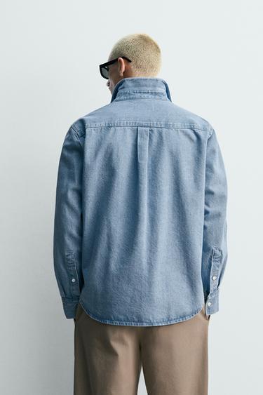CHEMISE EN JEAN LAVÉ REGULAR FIT - Bleu pastel de Zara - Image 2