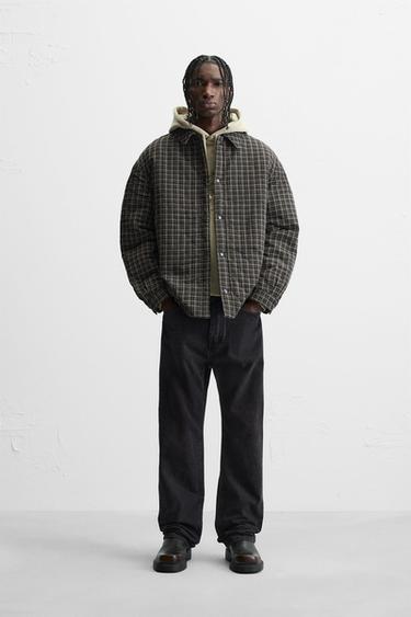 QUILTED CHECKED OVERSHIRT - Black / Brown by Zara - Image 0