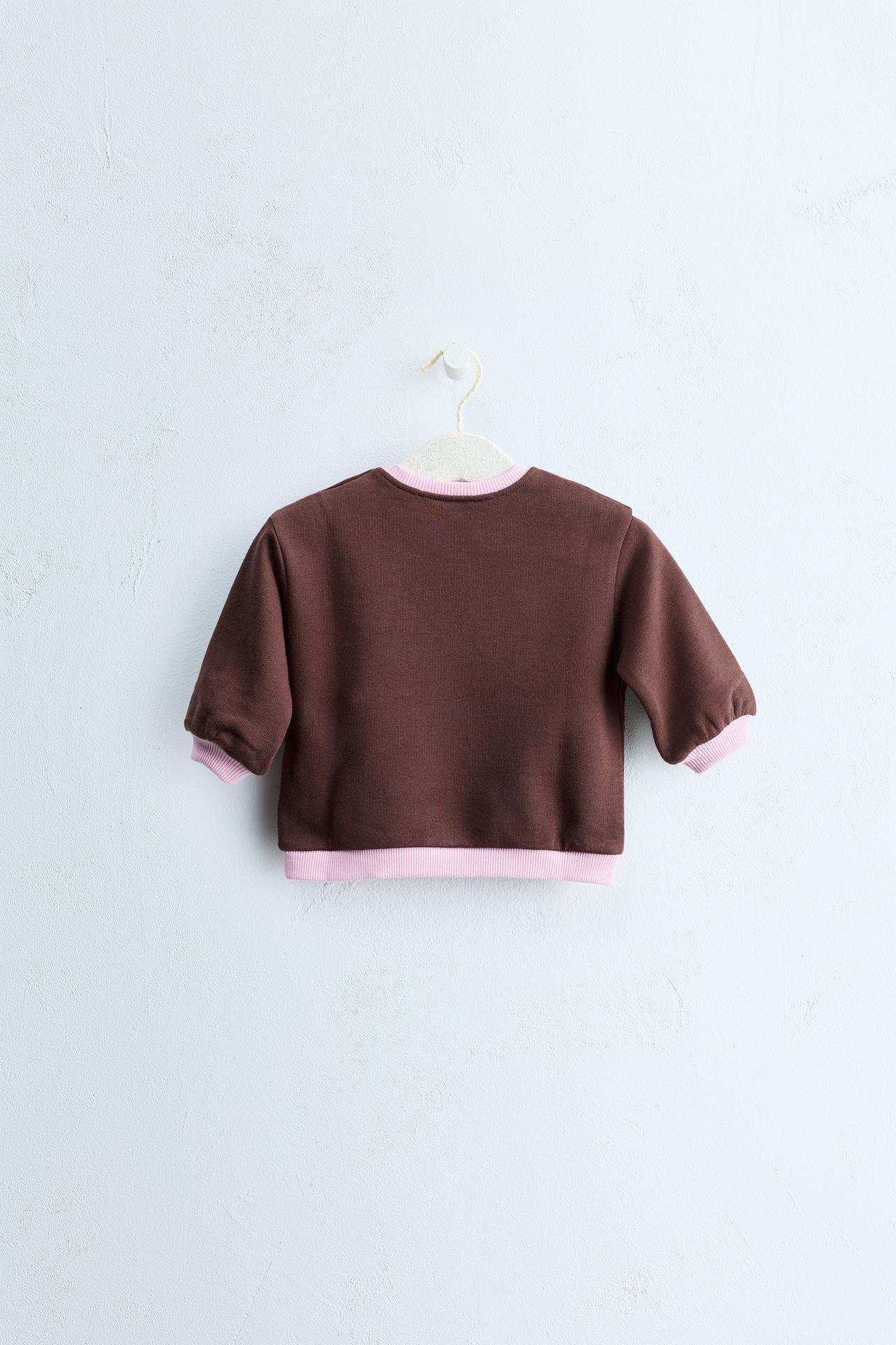 Zara TIMELESS - CONTRAST SWEATSHIRT — Brown