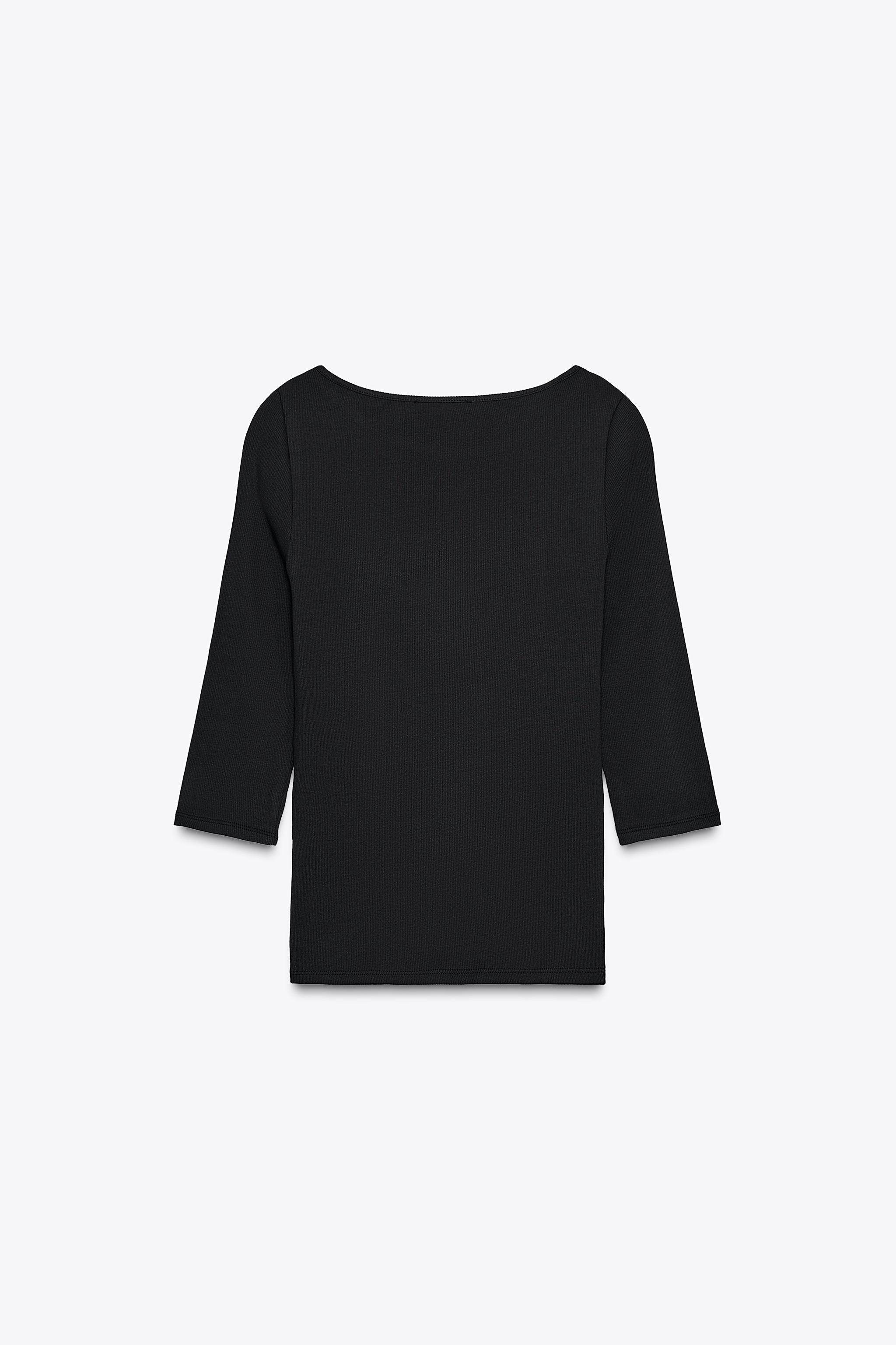 COTTON BOAT NECK T-SHIRT - White | ZARA Canada