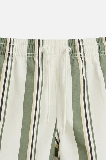 STRIPED MID-LENGTH SWIMMING TRUNKS - Ecru by Zara - Image 2