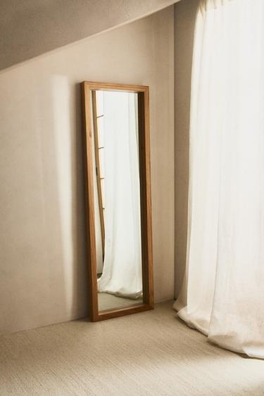 Zara ELM WOOD FULL LENGTH MIRROR - Light beige