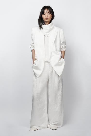 Zara ZW COLLECTION LIMITED EDITION JACQUARD TOP - White