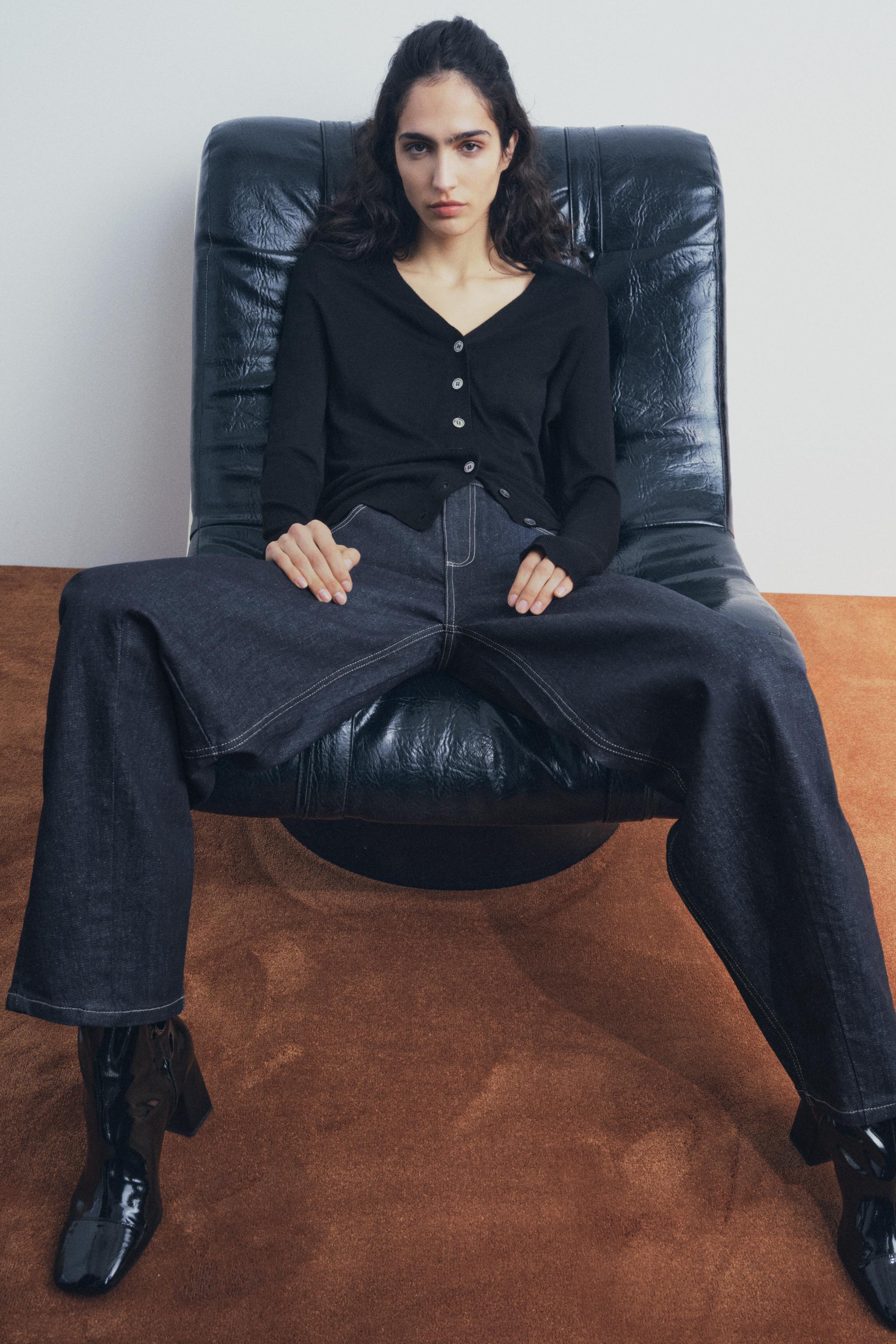 ウール100% ベーシックカーディガン - ブラック | ZARA Japan / 日本 ウール100% ベーシックカーディガン - ブラック | ZARA Japan / 日本