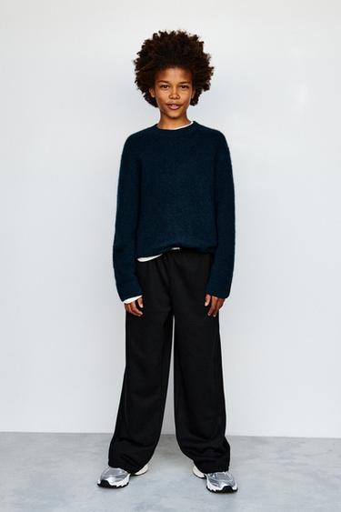 PLUSH TROUSERS WITH LABEL - Black by Zara