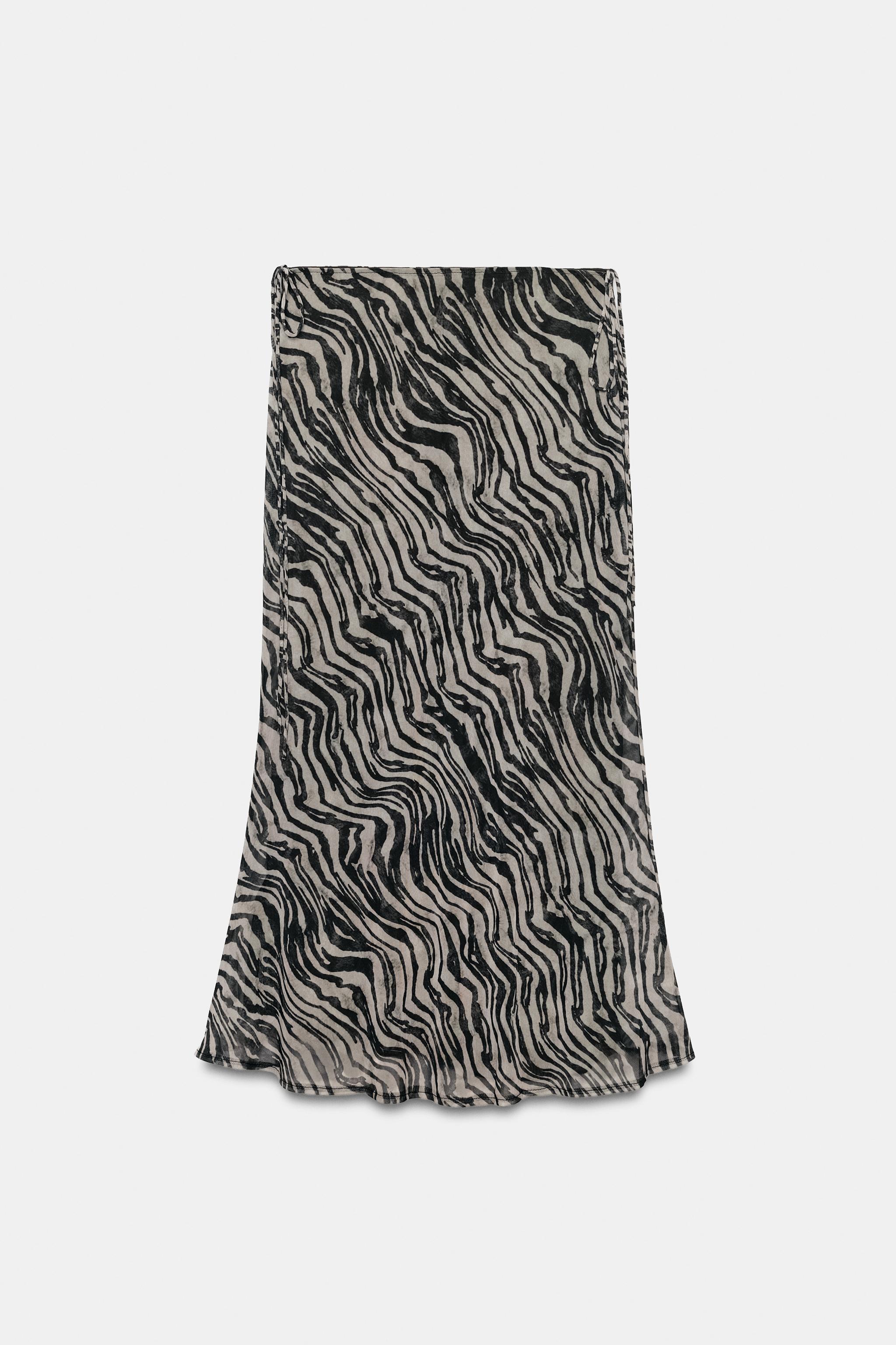 ANIMAL PRINT TIE-DETAIL MIDI SKIRT