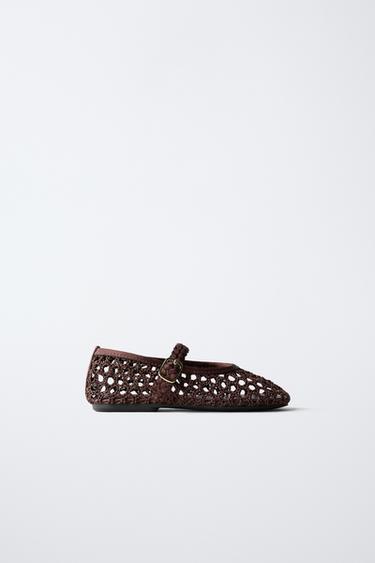 BALLERINES AJOURÉES - Marron de Zara - Image 0