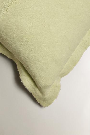 FRINGED CUSHION COVER - Mid-green by Zara - Image 1