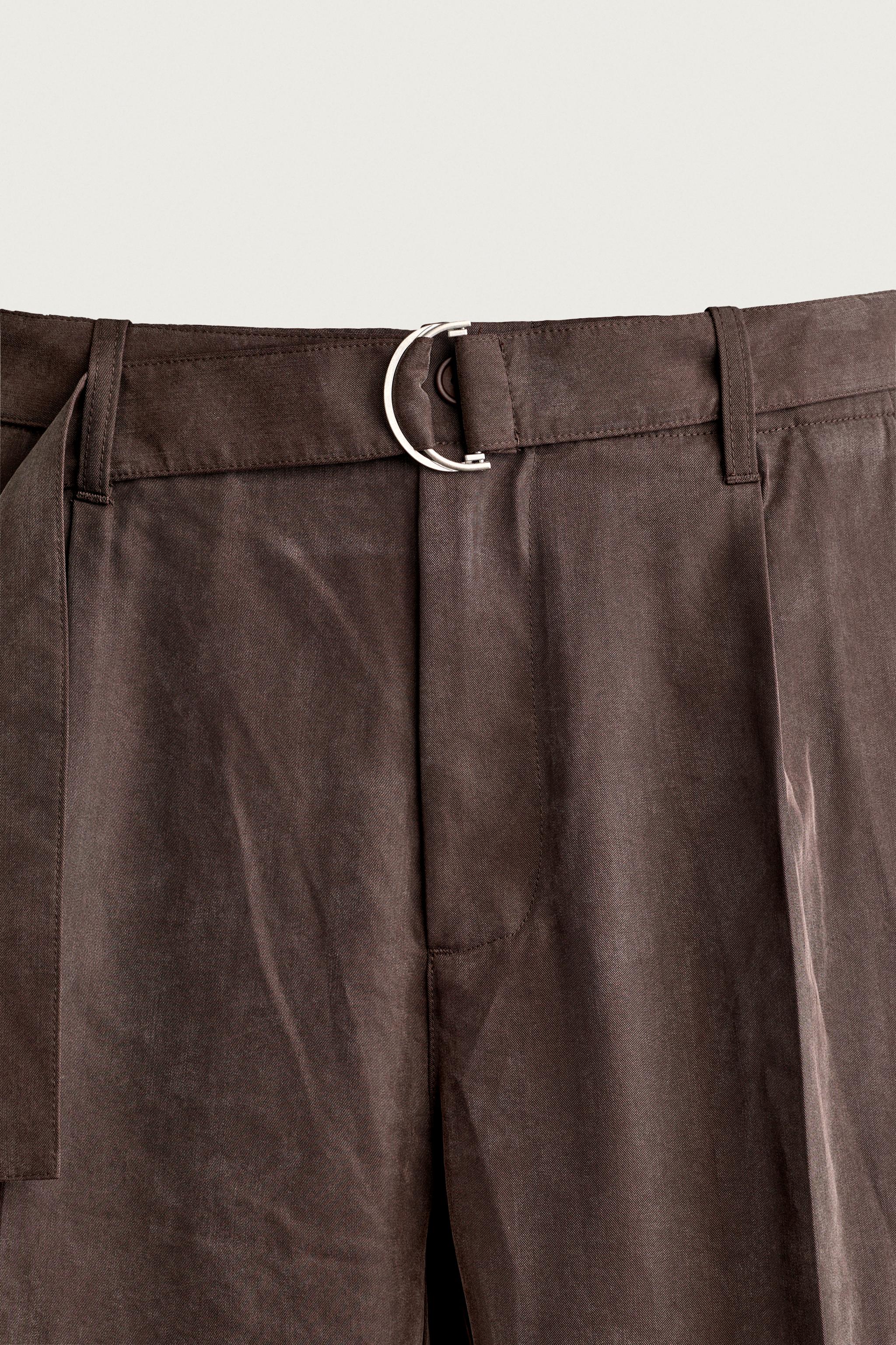 RELAXED-FIT BELTED FLUID TROUSERS