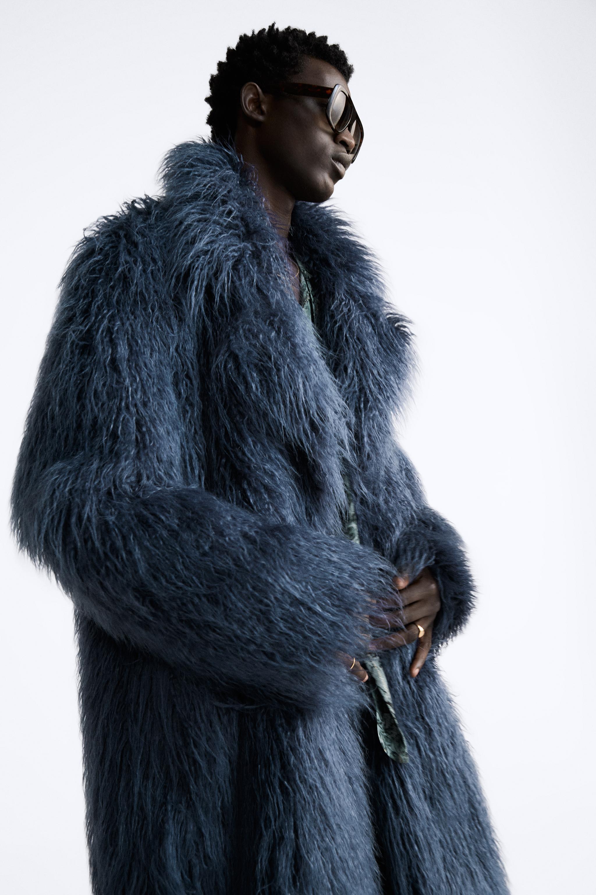 FAUX FUR COAT LIMITED EDITION Blue ZARA United States