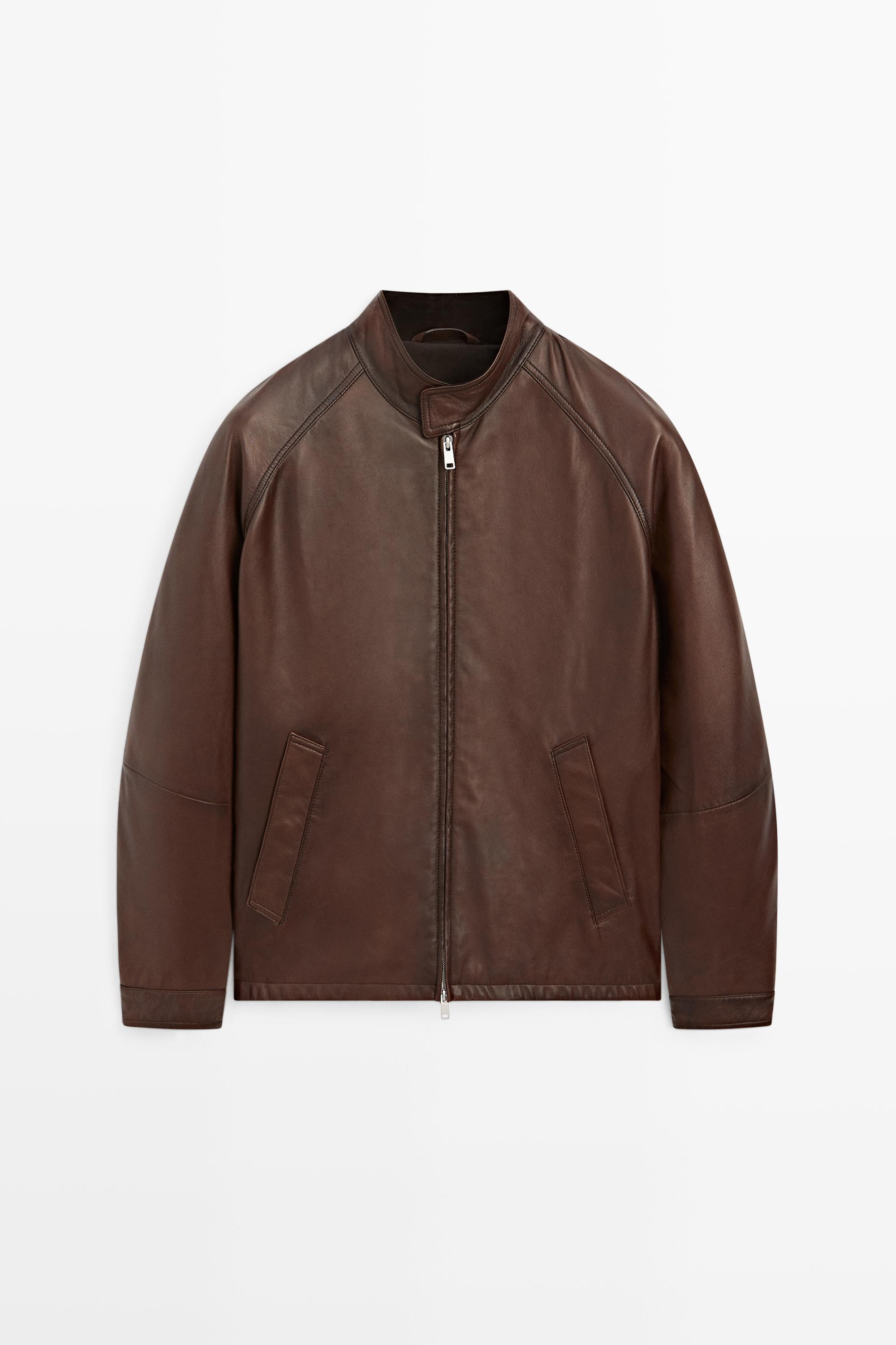 Nappa leather high-neck jacket