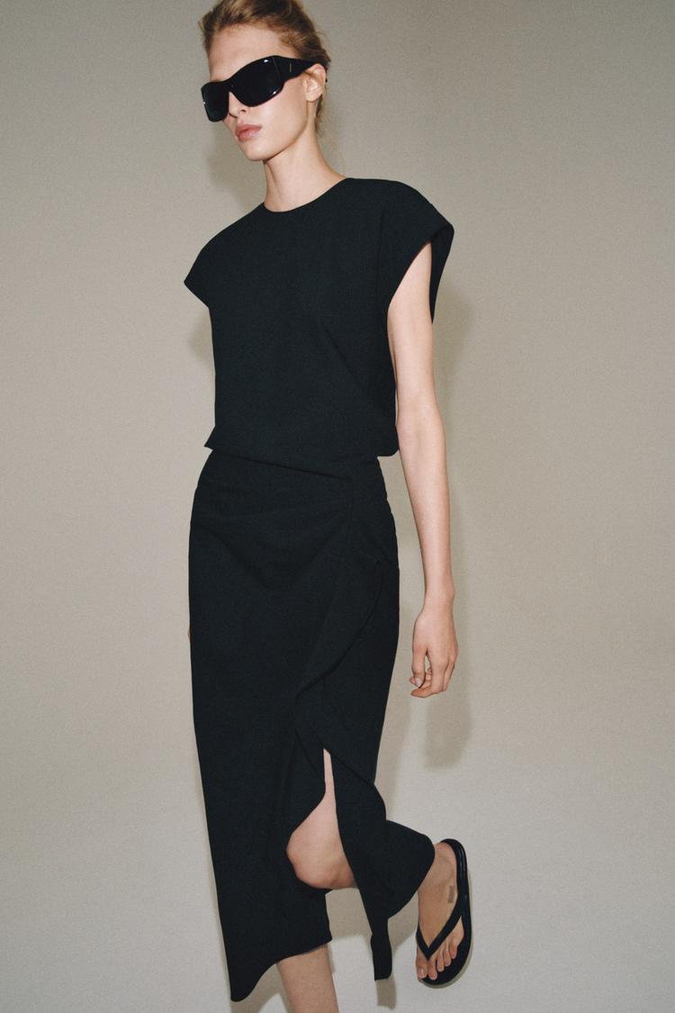 VESTIDO MIDI DRAPEADO ZW COLLECTION