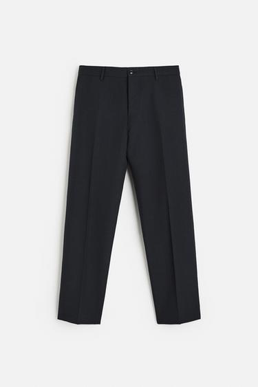 PANTALÓN REGULAR FIT LANA - Marino de Zara