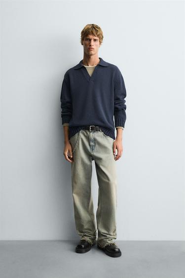 POLO EN MAILLE DÉCHIRÉE - Indigo de Zara - Image 0