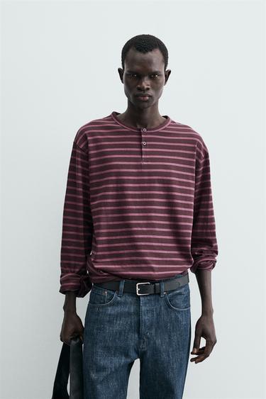 STRIPED HENLEY T-SHIRT - striped by Zara
