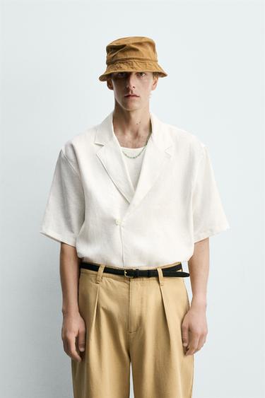 100% LINEN KIMONO SHIRT - White by Zara - Image 1