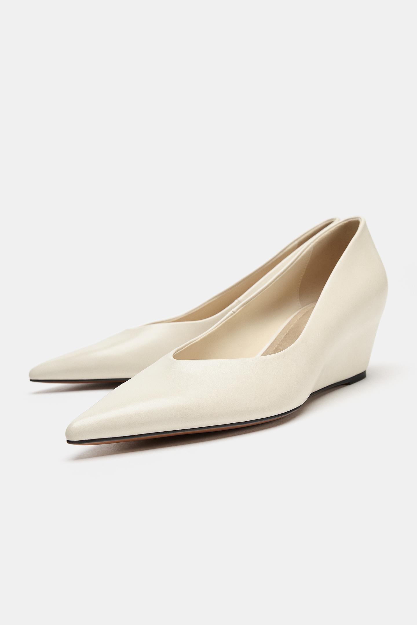 Женские туфли Zara Wedge Heel, цвет: Молочный белый — фото 4