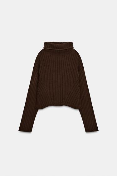 PULL EN MAILLE CÔTELÉE - Marron de Zara - Image 5