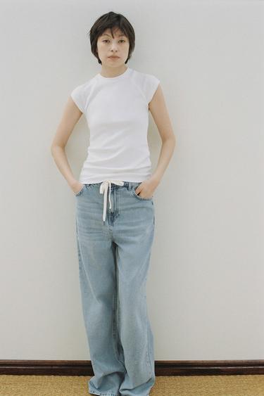 ZW COLLECTION RELAXED FIT MID-RISE JEANS - Light blue by Zara