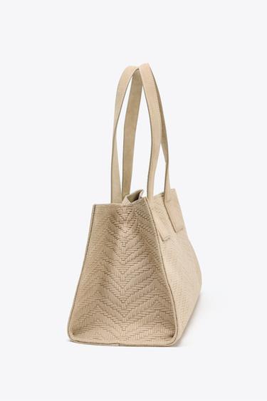 SHOPPER TRESSÉ EN DAIM - SABLE/MARRON de Zara - Image 4
