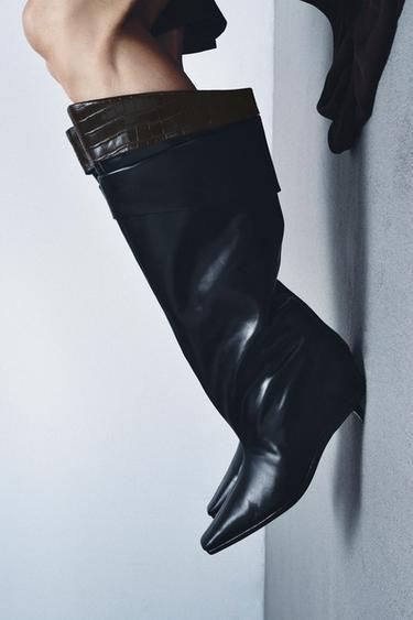 LIMITED EDITION LEATHER KNEE-HIGH BOOTS - Black by Zara