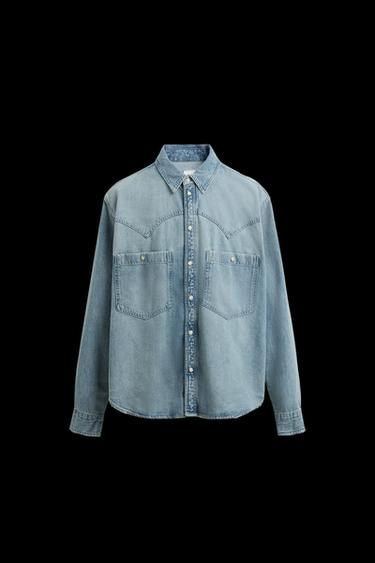 Zara WESTERN DENIM SHIRT - Mid-blue - Image 0