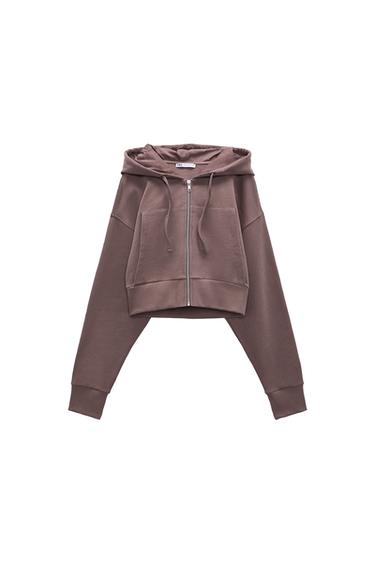 HOODED CROP SWEATSHIRT