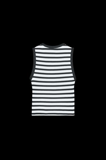Zara ZARA STRIPED BUTTON VEST - striped
