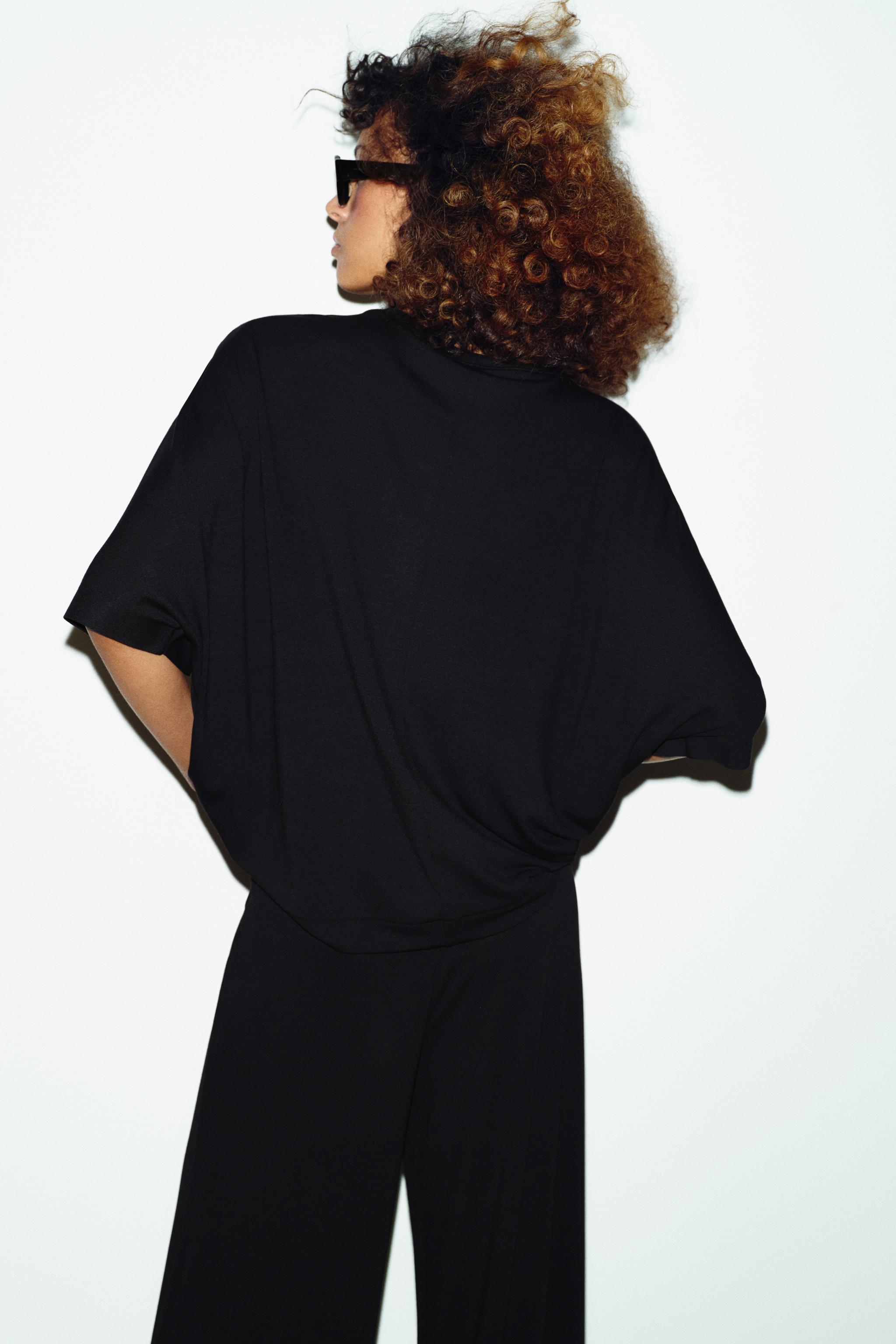 Женские футболки Zara FLOWY OVERSIZED T-SHIRT — фото 4